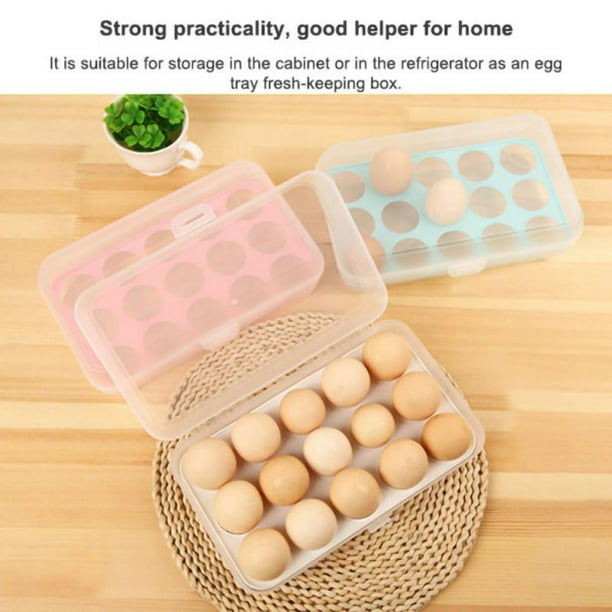 15 Grids Portable Egg Storage Case Holder Box Eggs Container Tray Fridge&Freezer